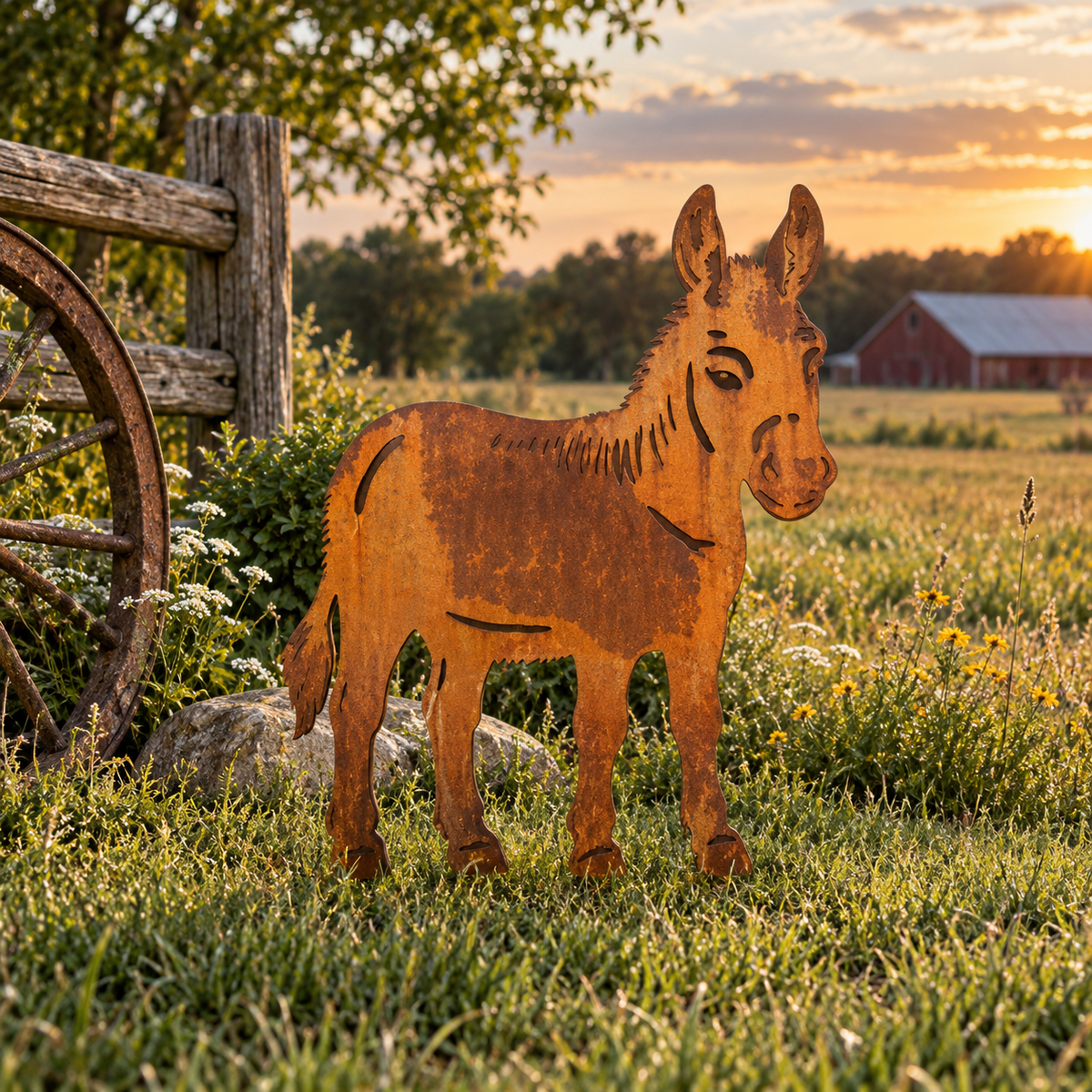 Standing Donkey Metal Outdoor Art