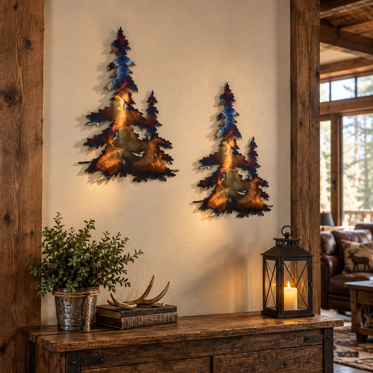Double Trees Metal Wall Art