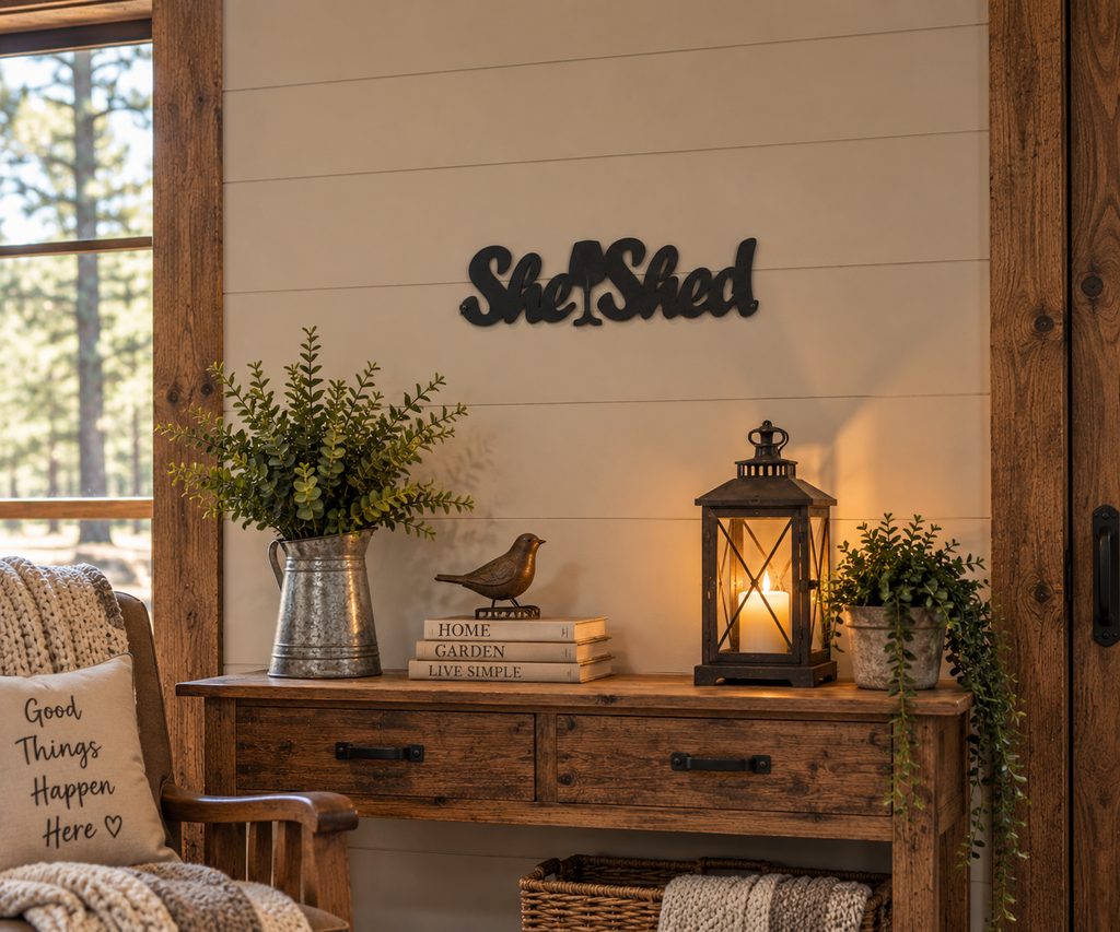 She Shed Metal Wall Art