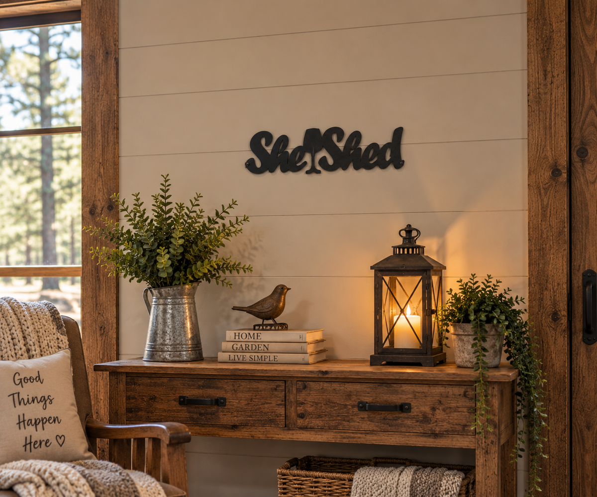 She Shed Metal Wall Art