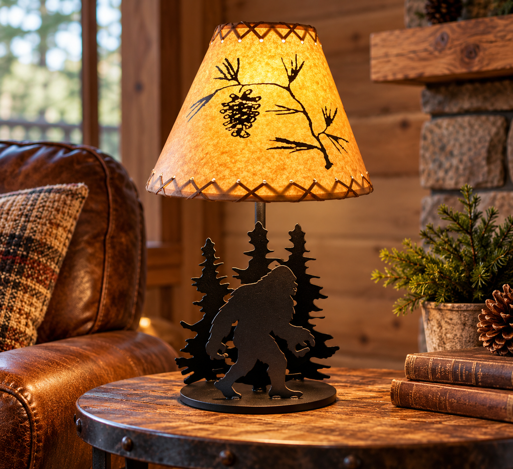 Bigfoot and Trees Metal Table Lamp