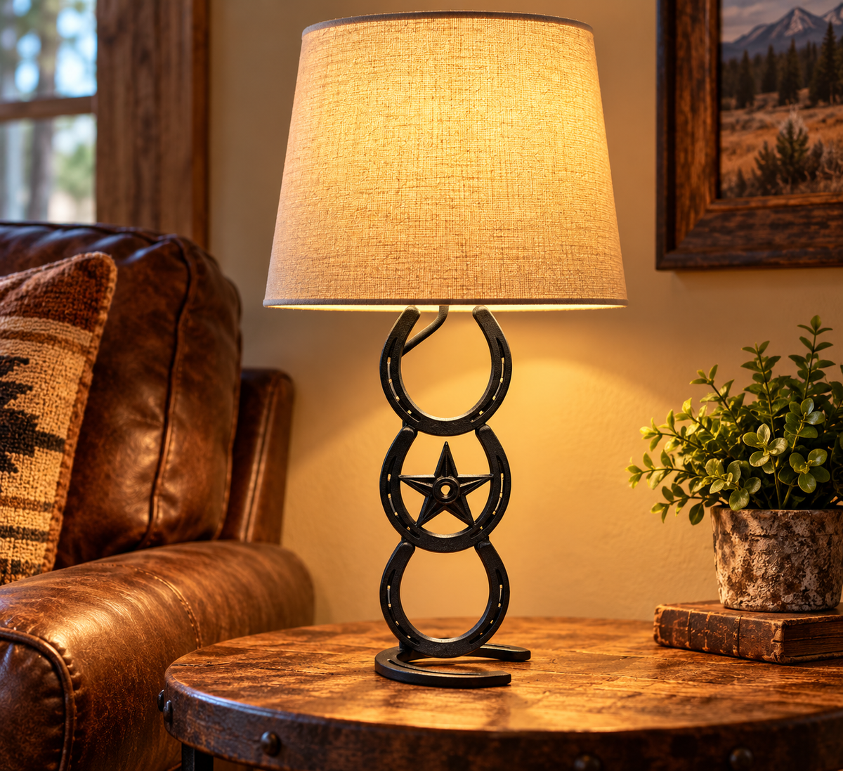 Tall Horseshoe Star Lamp
