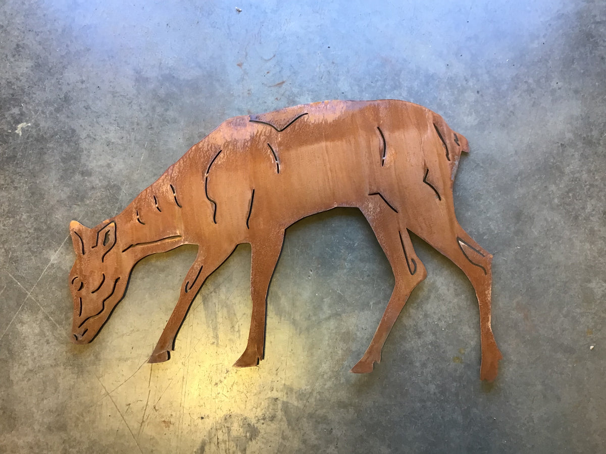 Grazing Doe Metal Outdoor Art