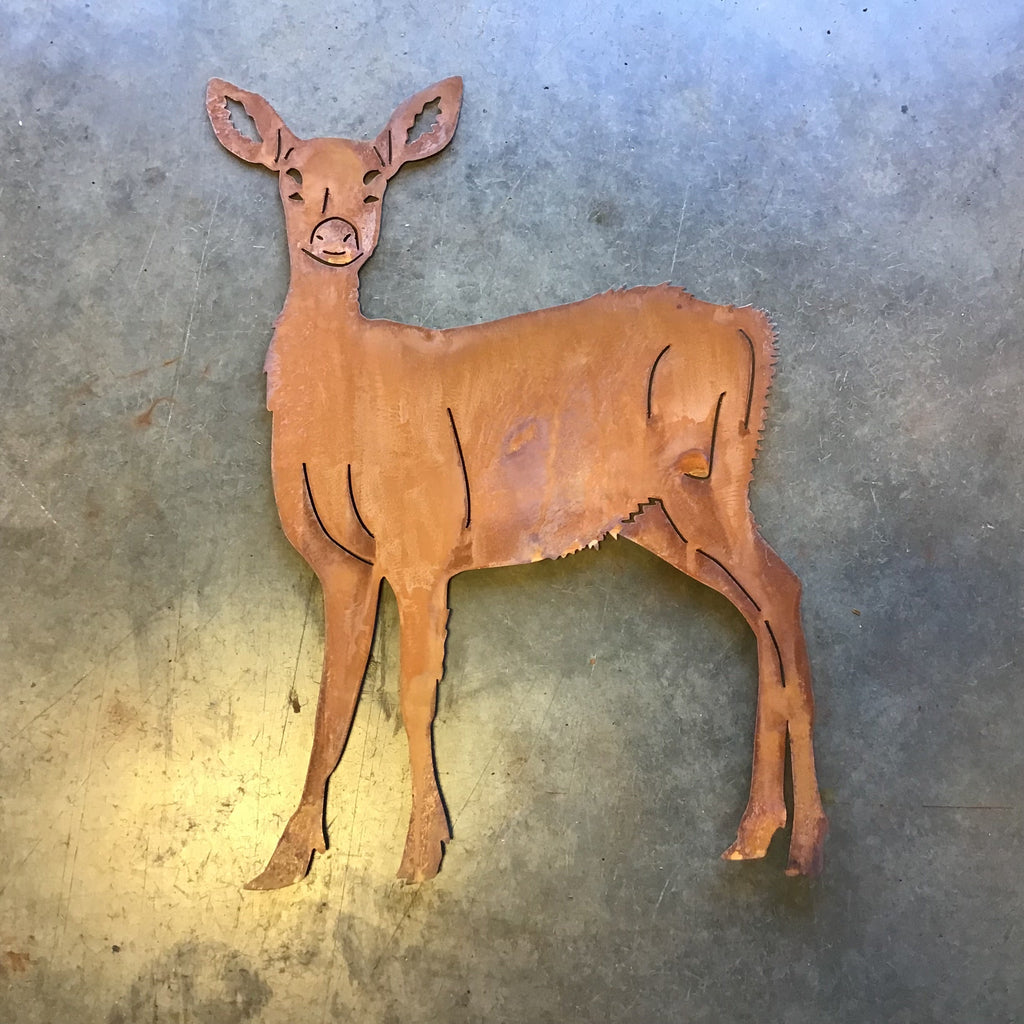 Standing Fawn Metal Outdoor Art