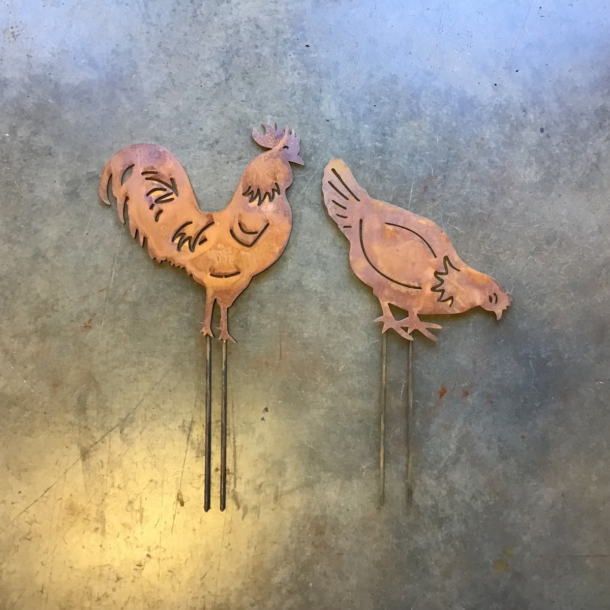 Rooster or Hen Metal Outdoor Art