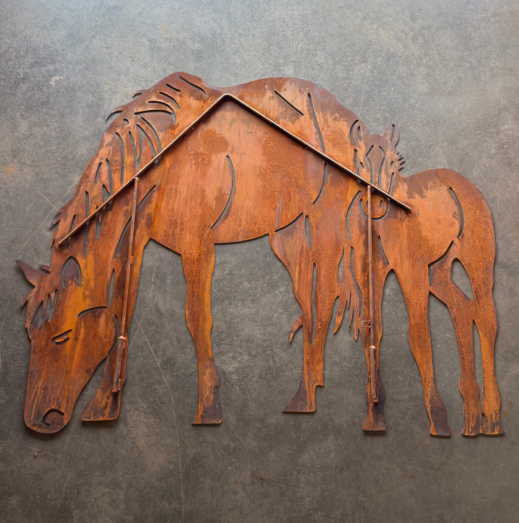 Horse and Colt Outdoor Metal Art