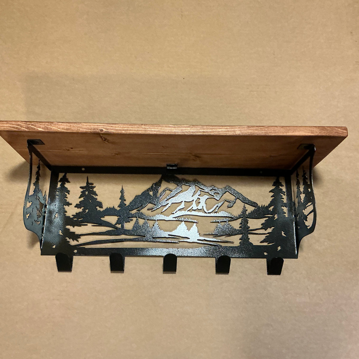 Mountain Tree Shelf With Hooks