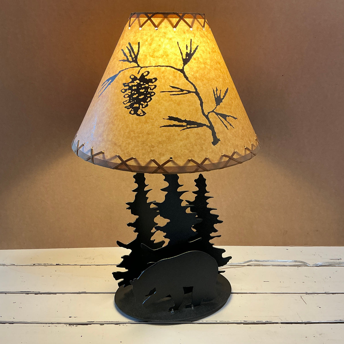 Bear and Trees Metal Table Lamp