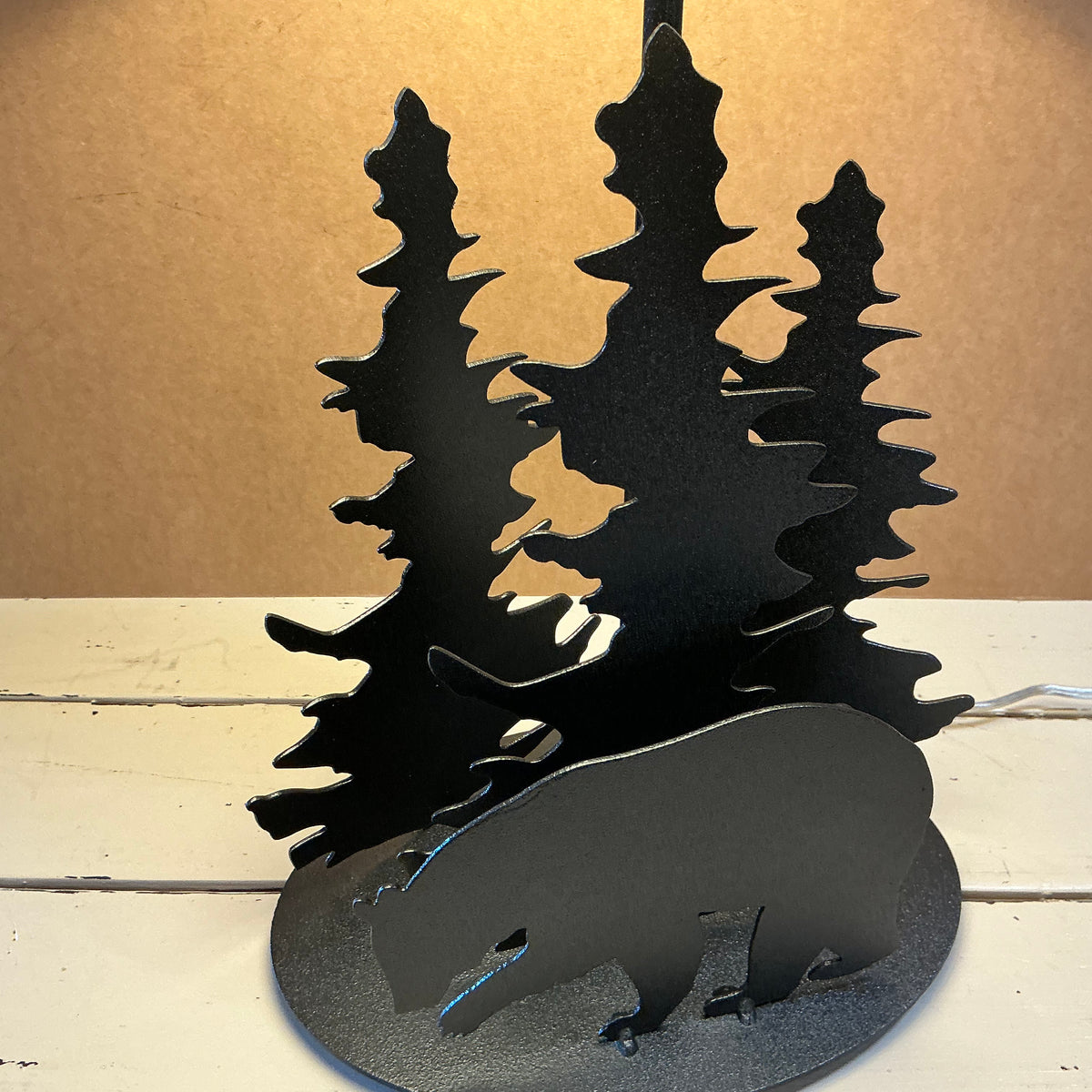 Bear and Trees Metal Table Lamp