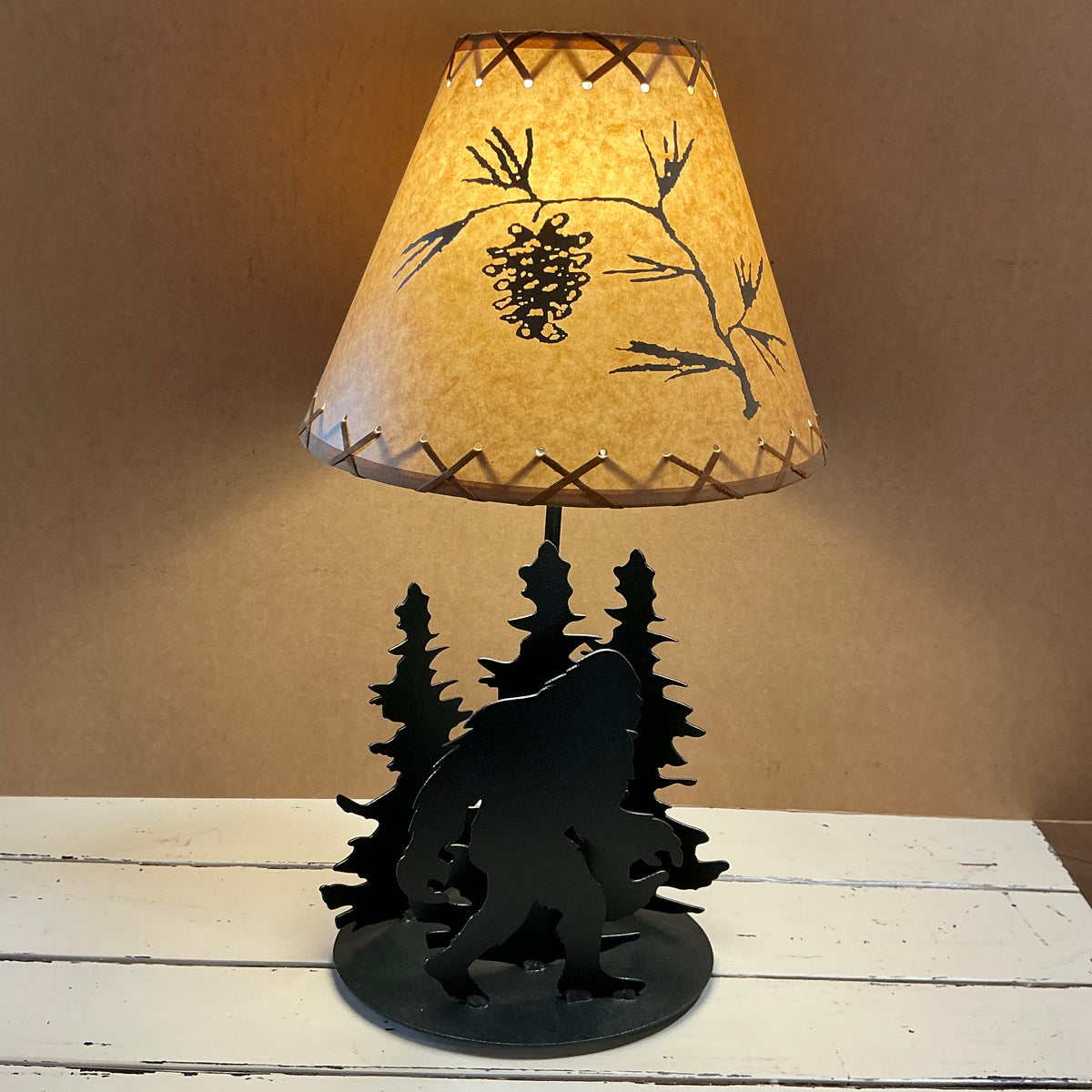 Bigfoot and Trees Metal Table Lamp
