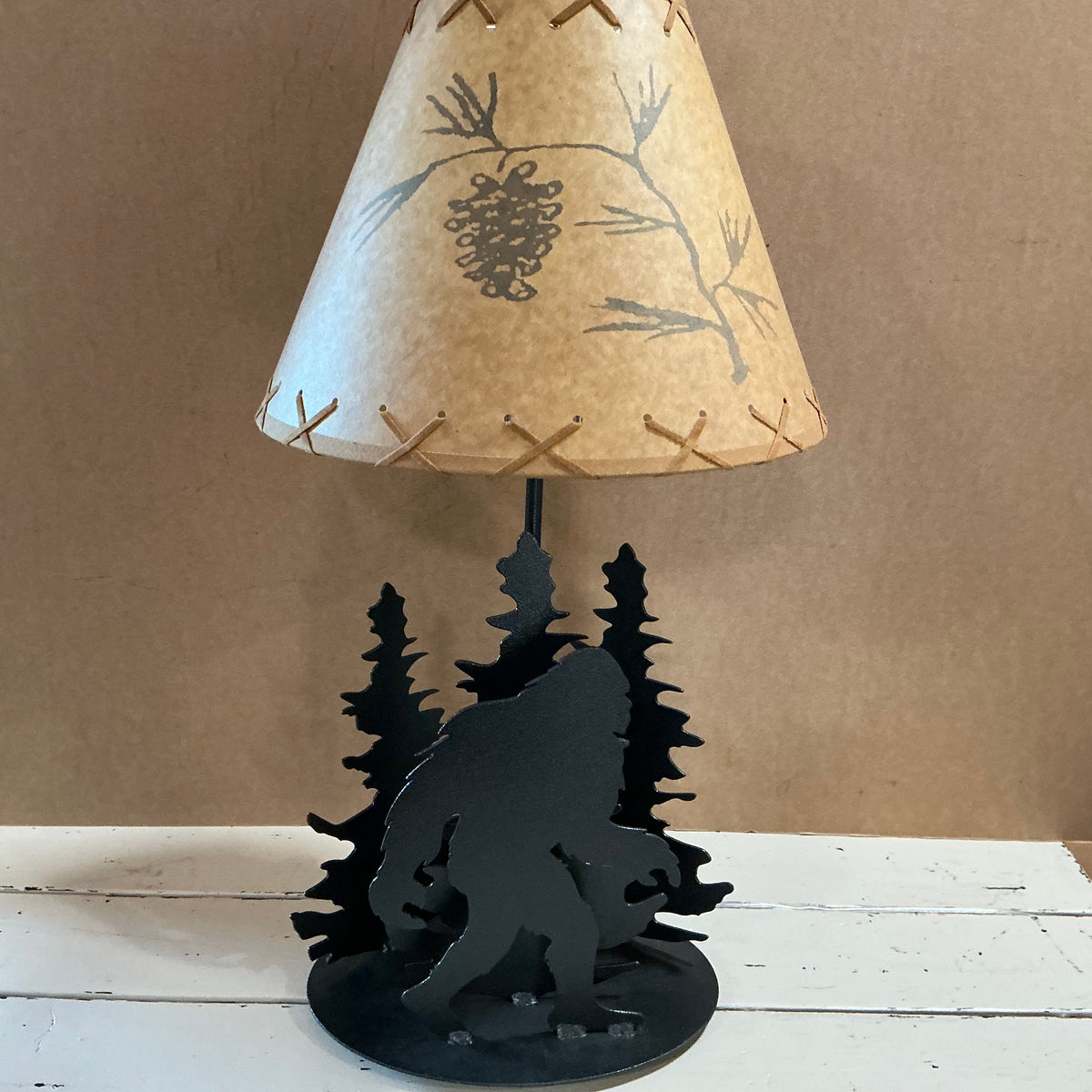 Bigfoot and Trees Metal Table Lamp