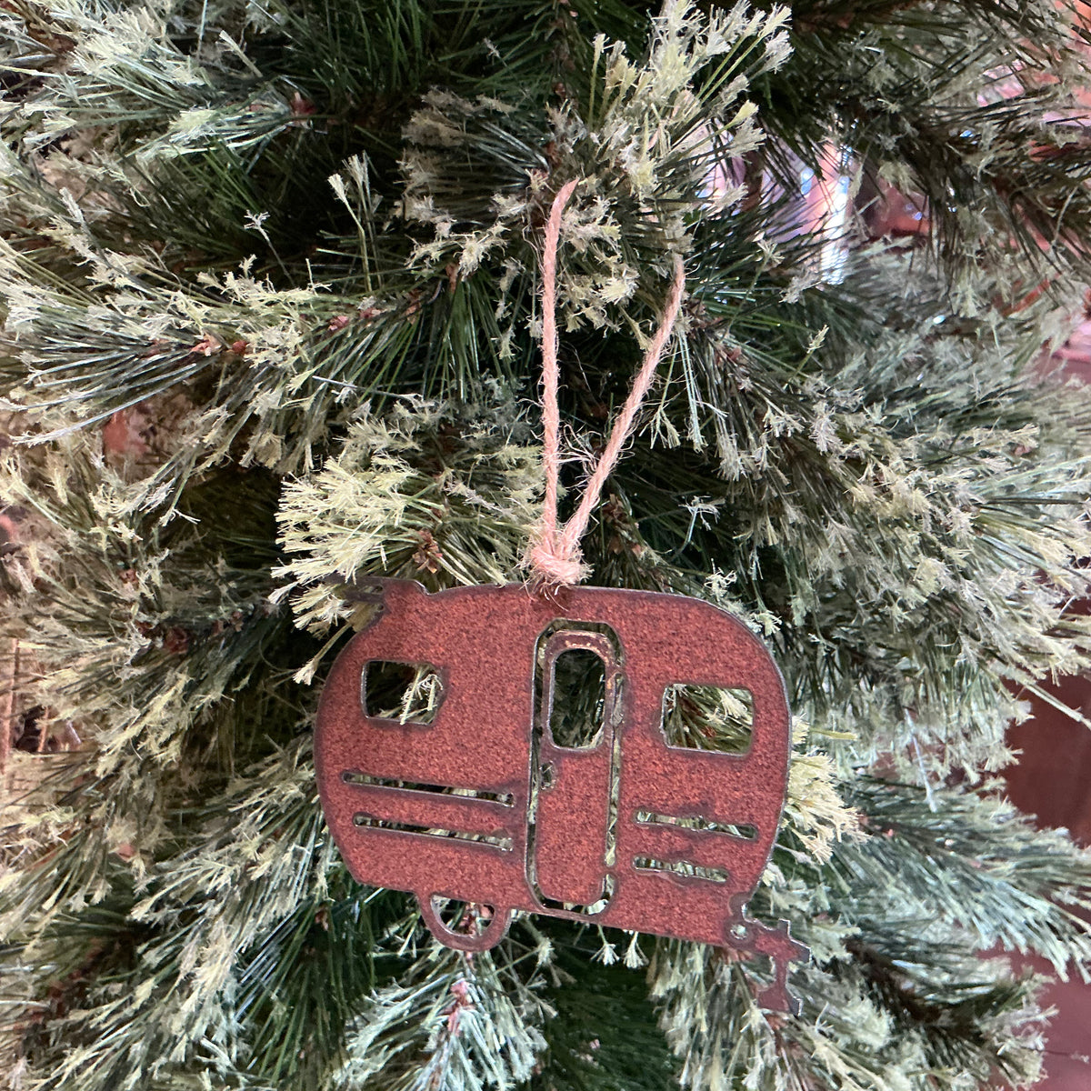 Camper Rustic Metal Ornament