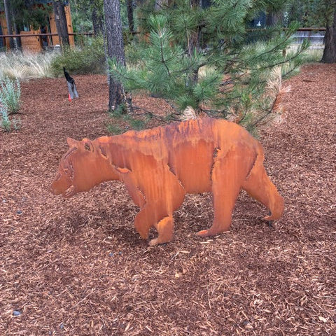 Walking Bear Metal Outdoor Art
