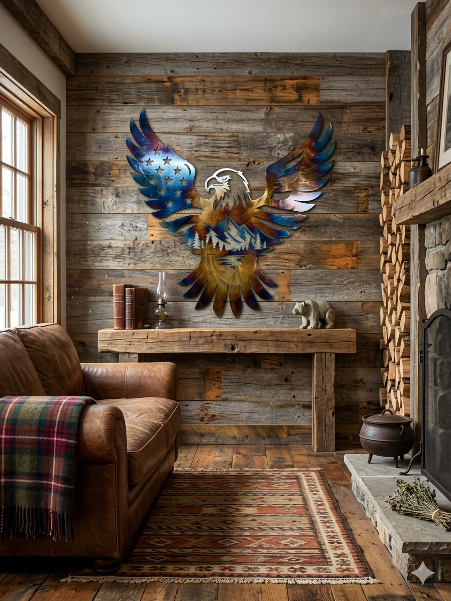American Eagle Mountain Metal Wall Art