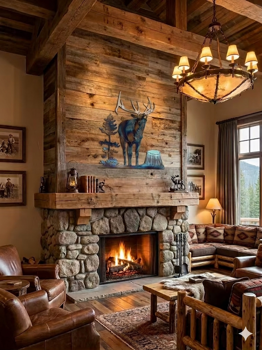 Elk Stump Scene Metal Wall Art
