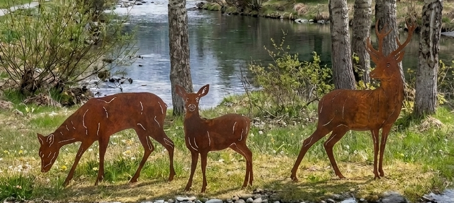 Standing Fawn Metal Outdoor Art