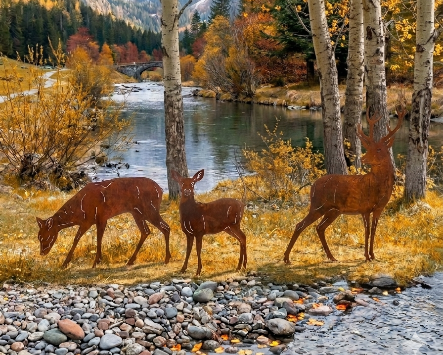 Standing Fawn Metal Outdoor Art
