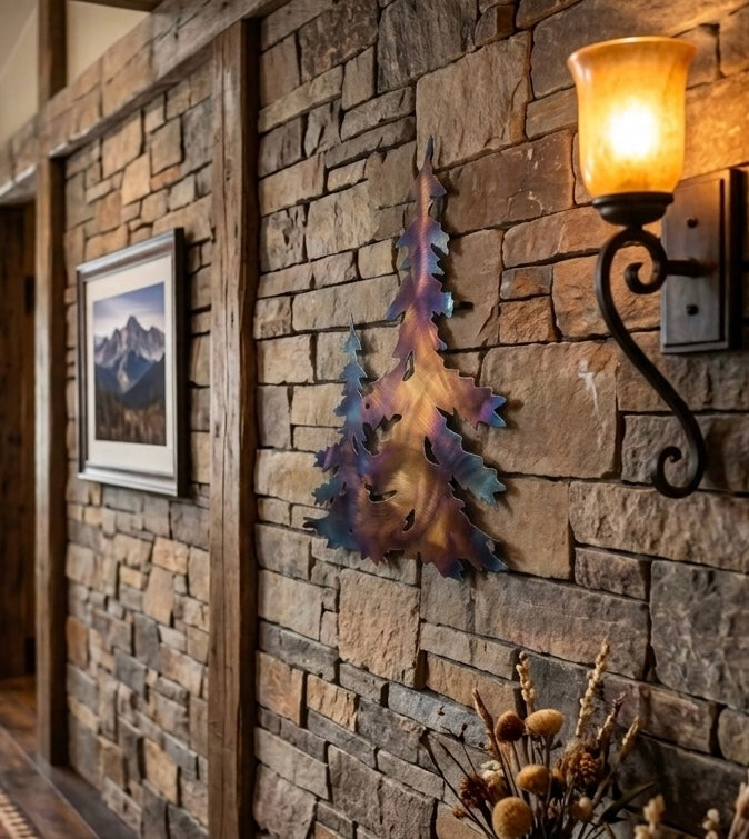 Double Trees Metal Wall Art