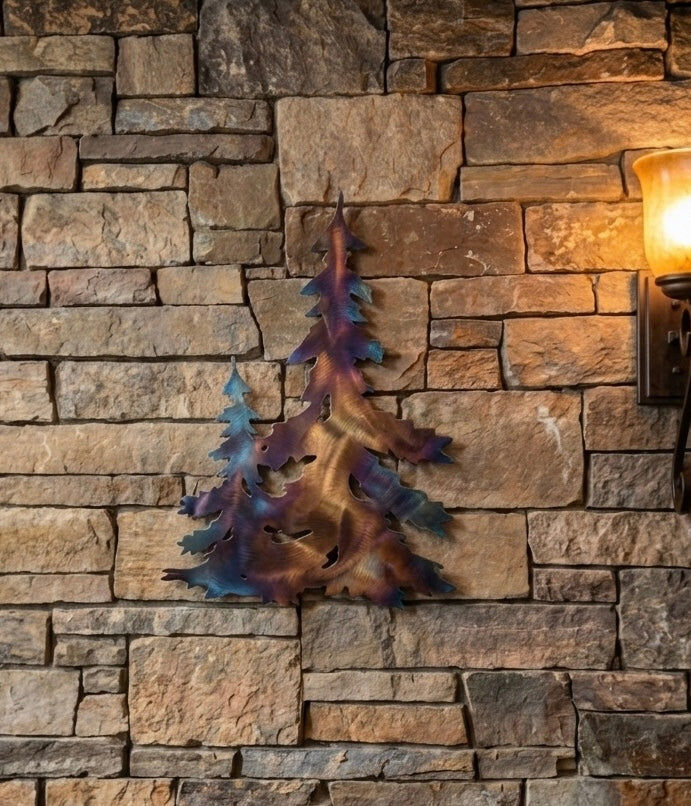 Double Trees Metal Wall Art