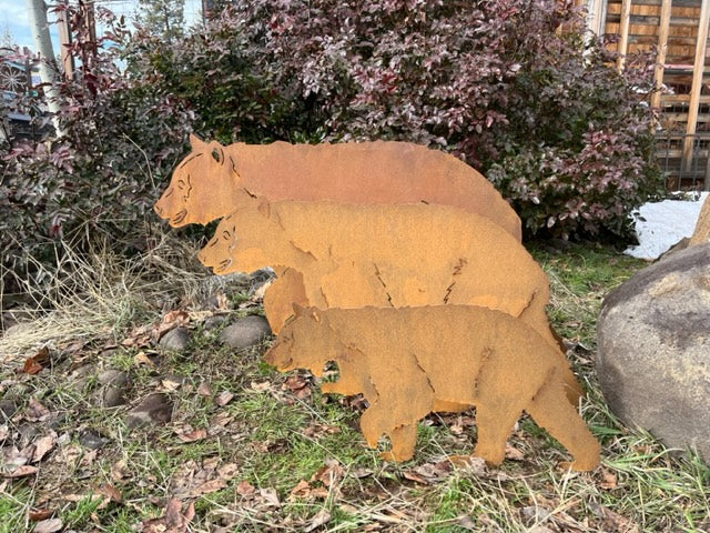 Walking Bear Metal Outdoor Art