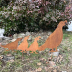 Quail Family Metal Outdoor Art