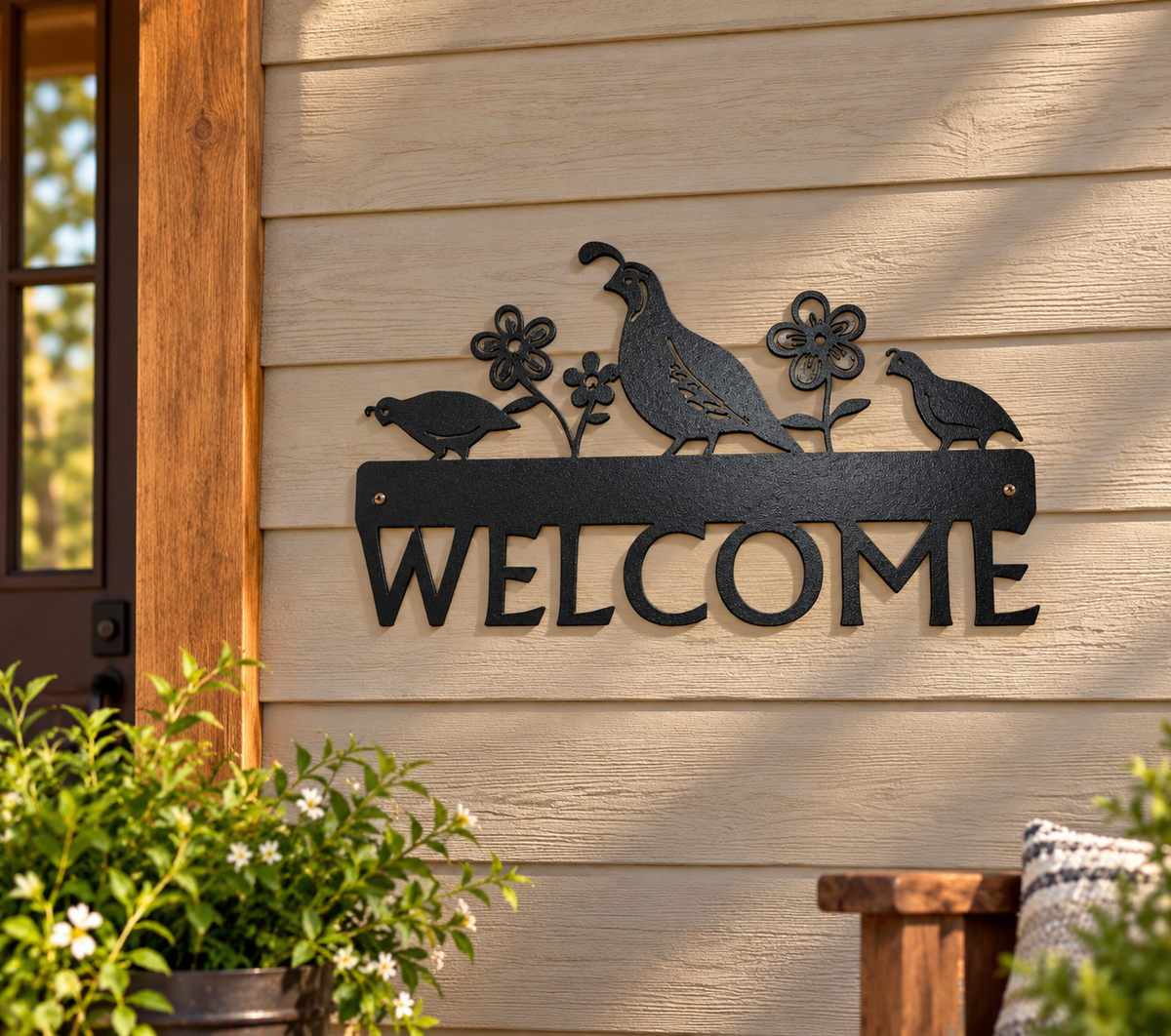 Quail Flower Welcome Sign