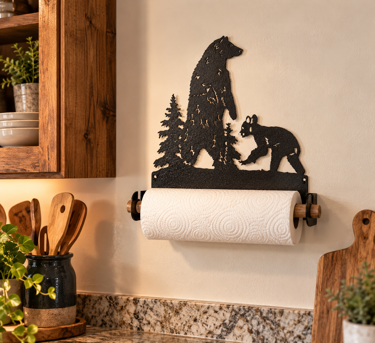 Standing Bear Wall Paper Towel Holder