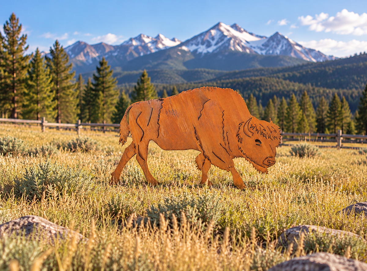 Bison Metal Outdoor Art