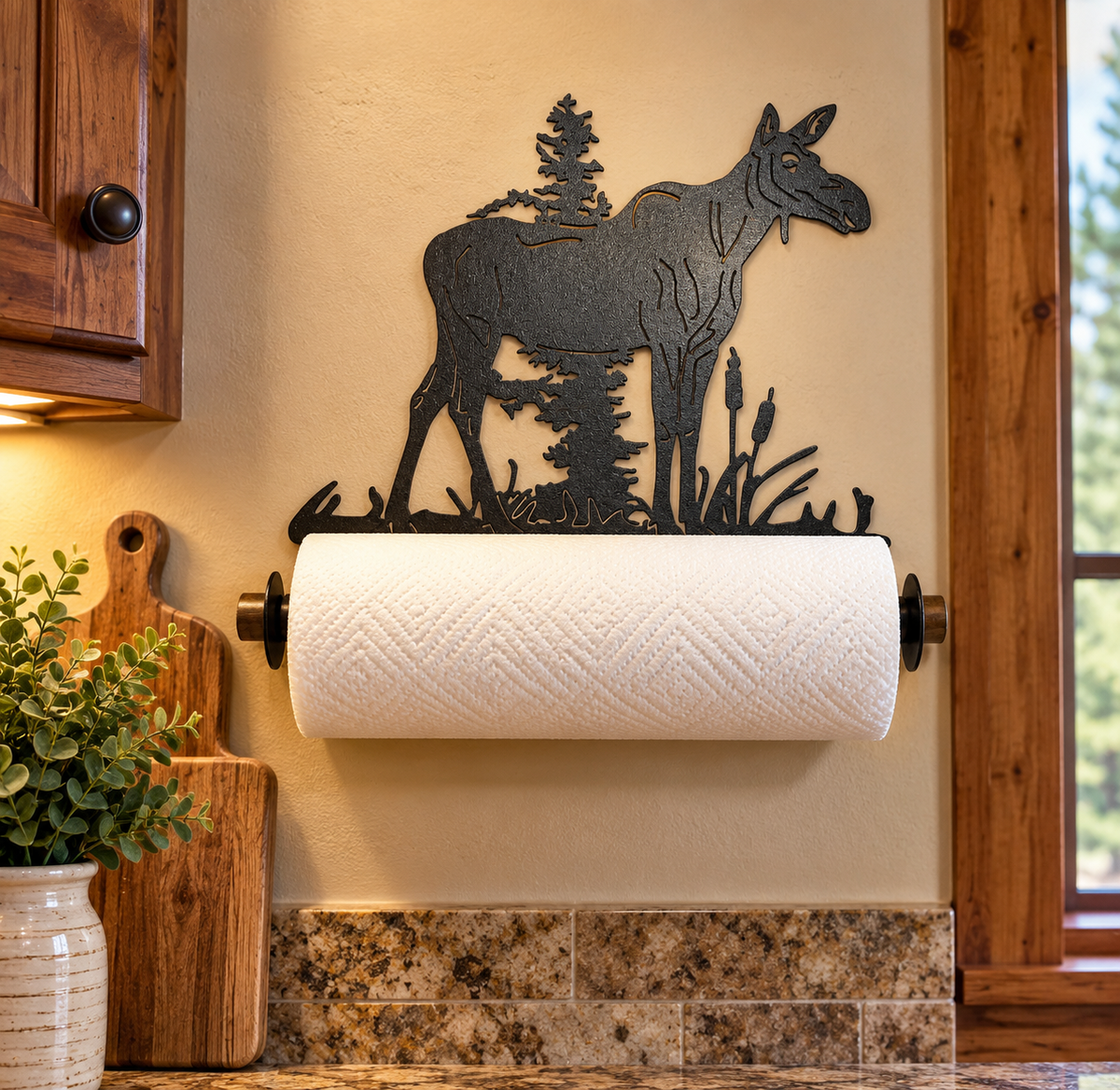 Cow Moose Wall Paper Towel Holder