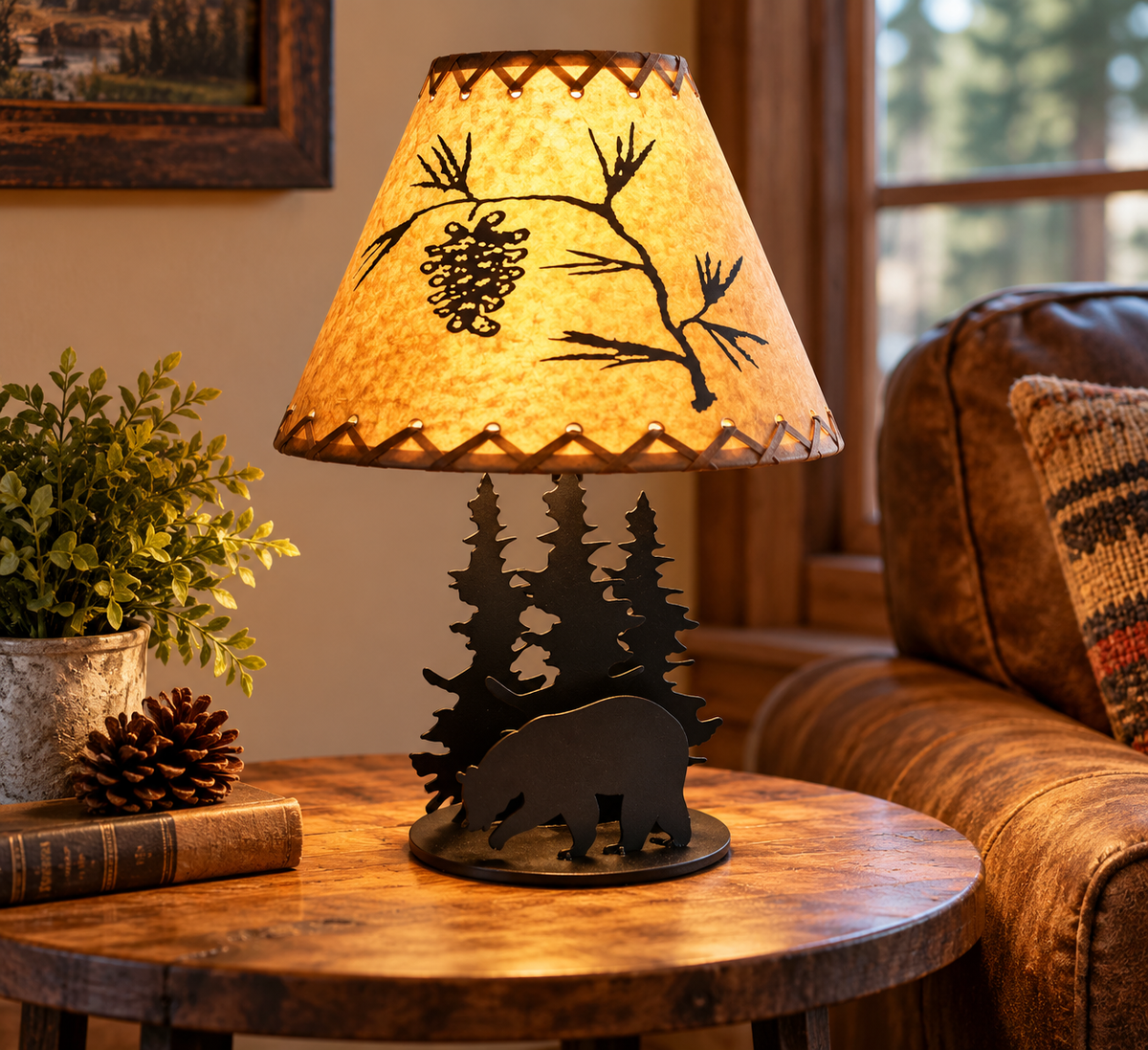 Bear and Trees Metal Table Lamp