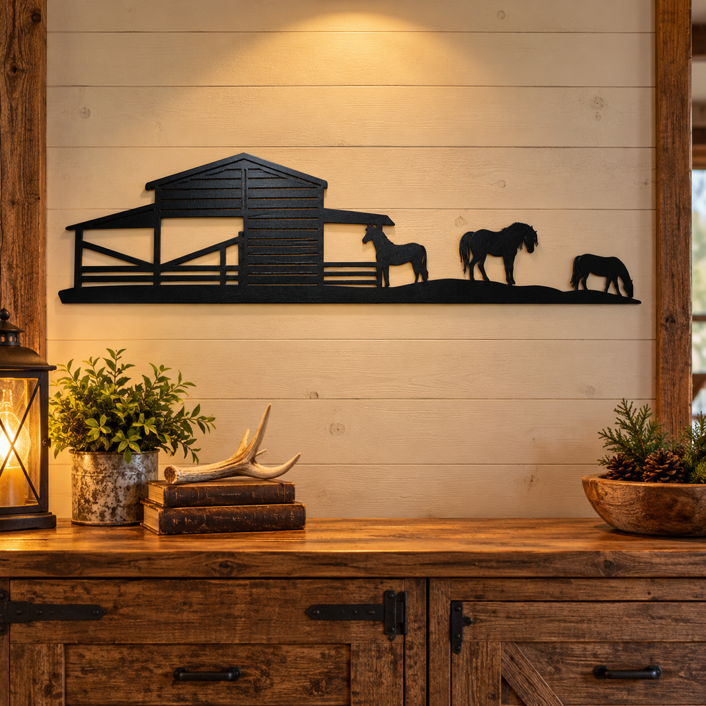 Barn and Horses Wall Art
