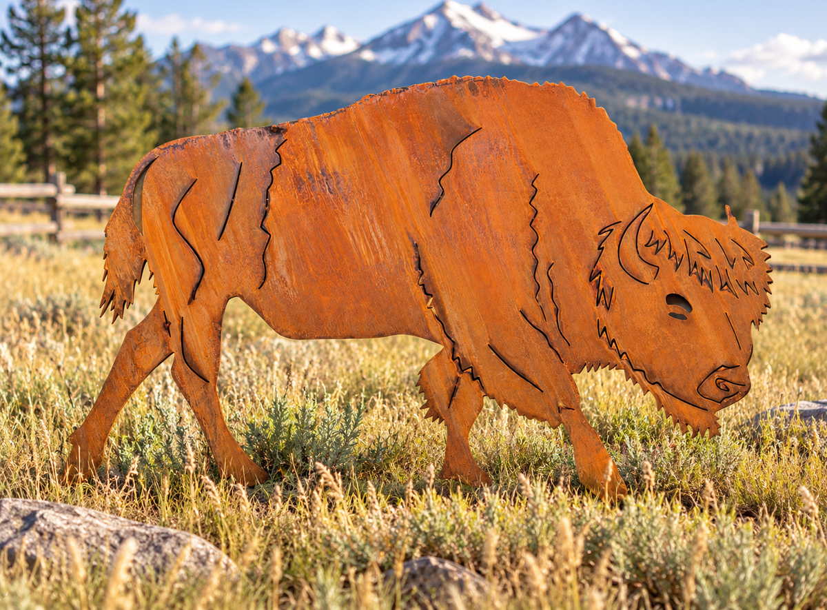 Bison Metal Outdoor Art